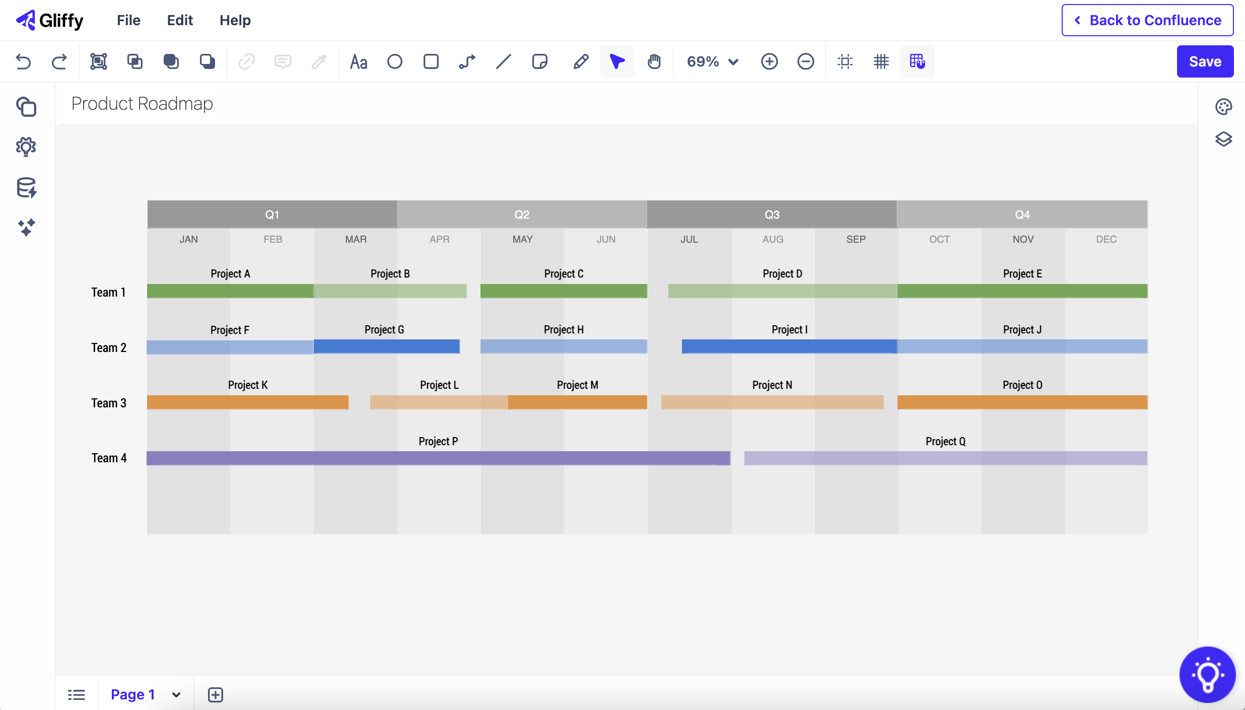 Product Roadmap diagram Gliffy screenshot.
